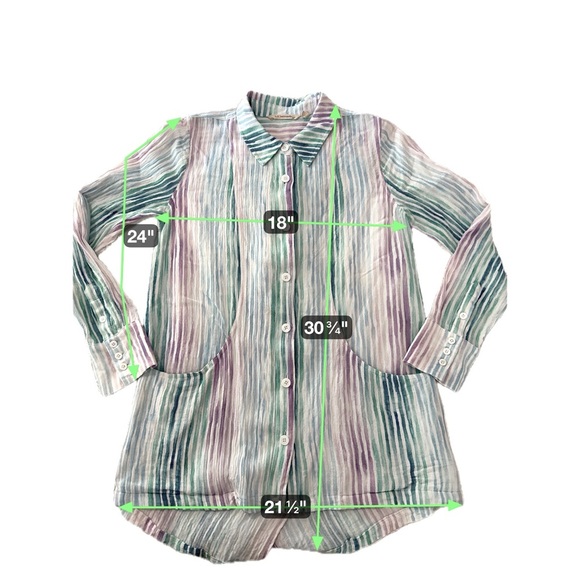 Soft Surroundings Button Front Striped Tunic Long Sleeve Size Small - Picture 15 of 16